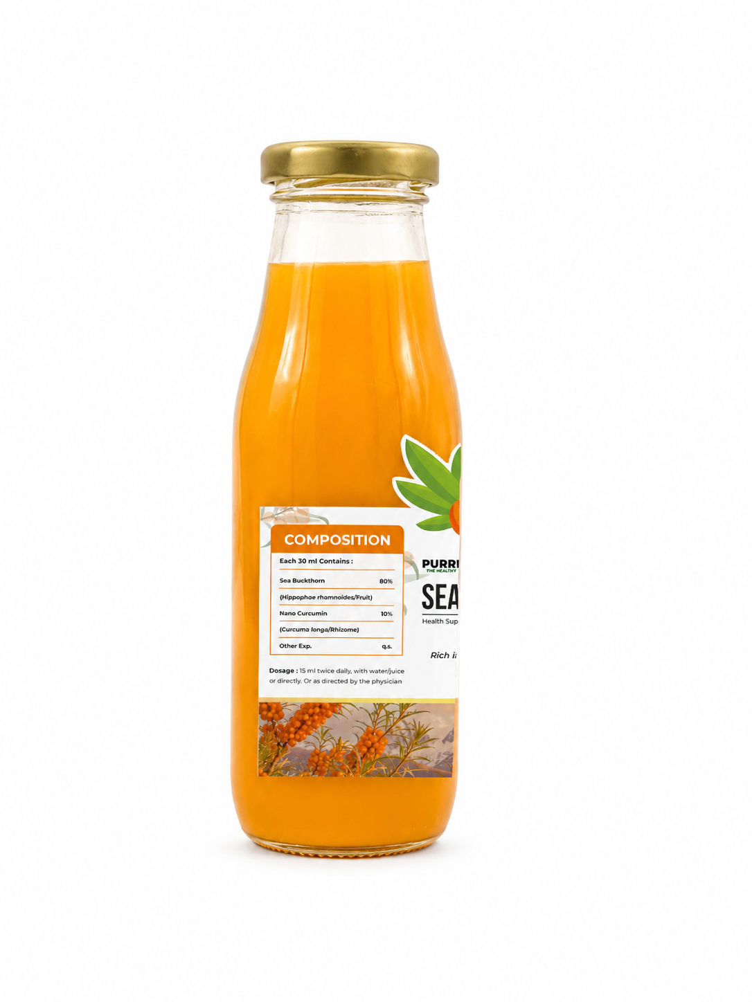 Himalayan Sea Buckthorn Pulp Concentrate 300ml | Cold-Pressed | Makes 50 Glasses | Natural Vitamin C, Omega 3 6 7 9, Antioxidants | Immunity, Skin Glow &amp; Gut Health Support | Juice Seabuckthorn