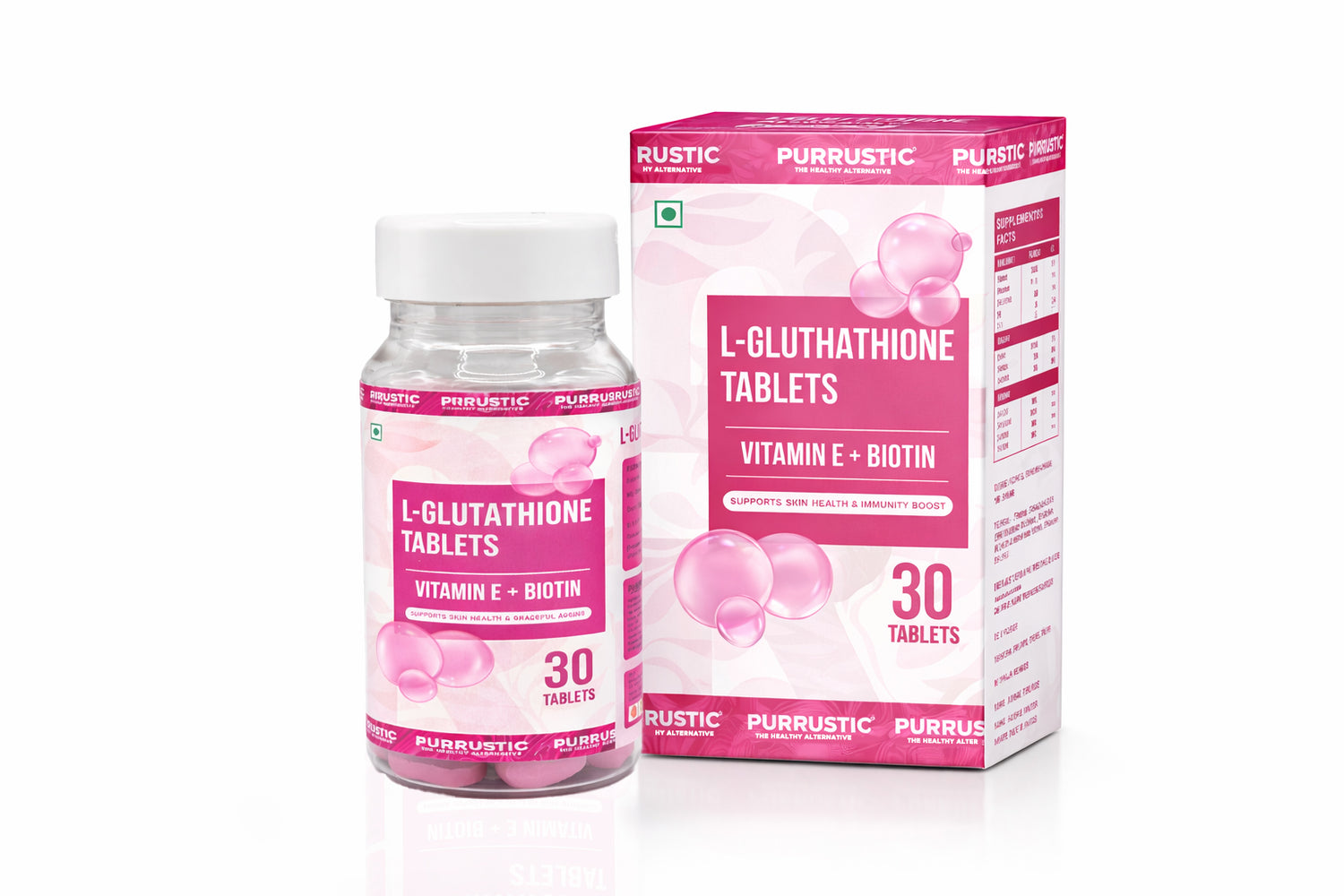 Glutathione Tablets for Skin whitening. L-Glutathione Hyaluronic Acid, Biotin, Vitamin C and Botanical Supplements for Daily Skin Antioxidant Support 30 Tablets