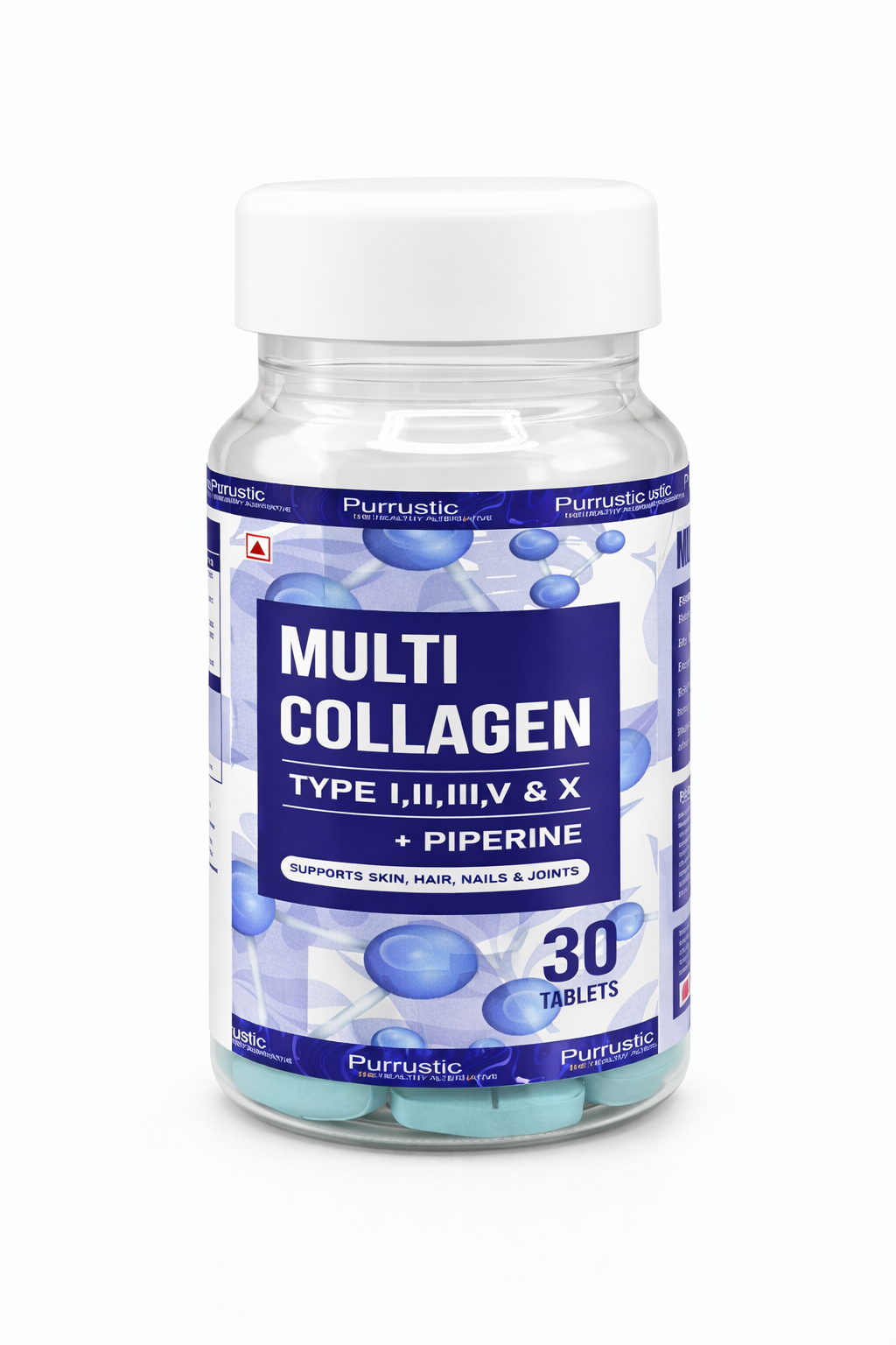 Multi Collagen Supplement | 5 Types of Marine Collagen For Skin &amp; Hair | Skin Supplements For Glowing Skin - 30 Tablets
