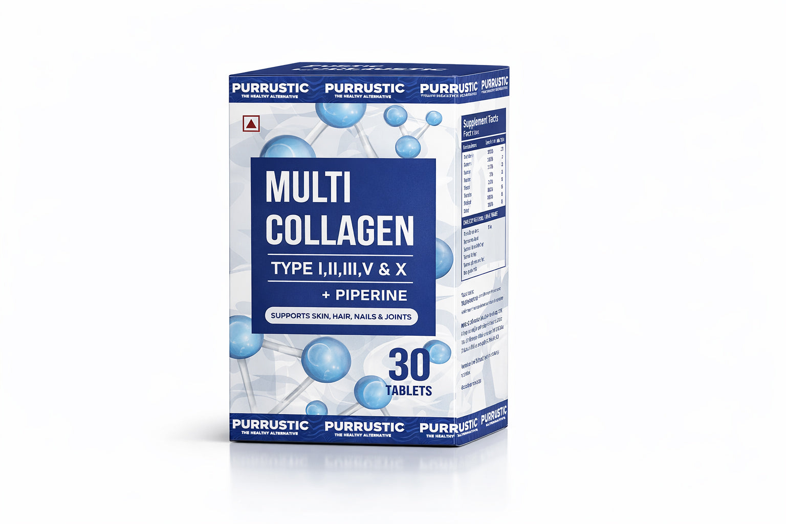 Multi Collagen Supplement | 5 Types of Marine Collagen For Skin &amp; Hair | Skin Supplements For Glowing Skin - 30 Tablets