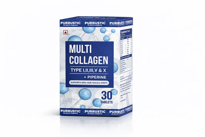 Multi Collagen Supplement | 5 Types of Marine Collagen For Skin &amp; Hair | Skin Supplements For Glowing Skin - 30 Tablets